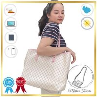 Túi tote họa tiết da vân đẳng cấp, quý phái, sang trọng, đựng được giấy tờ A4, đựng được laptop Nhiều mẫu - Trắng ngà, caro, viền hồng