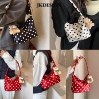Túi Tote JKDESIGN, Túi Đeo Vai Dung Tích Lớn Chấm Bi, Vải Nhiều Màu Nhẹ Túi Xách Nữ