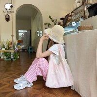 Túi Tote Kỳ Nghỉ MAURICE, Phong Cách Hàn Quốc Với Ren Ruy Băng Hoa Thêu Áo Vest, Màu Sắc Tươi Nhẹ Túi Sinh Thái Dung Tích Lớn Túi Đeo Vai Nữ