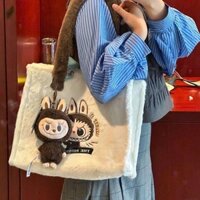 Túi Tote Labubububu, Túi đeo vai giả lông thỏ Labubububu, Ba lô sang trọng thêu dung tích lớn H20