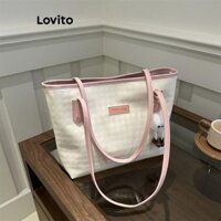 Túi tote Lovito đeo vai cỡ lớn họa tiết nanh sói đơn giản cho nữ LFA39319