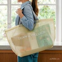 Túi tote lưới du lịch bãi biển dung tích lớn của Dean & Deluca Nhật Bản, túi mua sắm cho mẹ