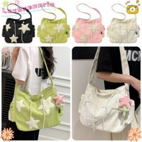 Túi Tote LUVSCENARIO, Túi đeo chéo vải nhung dung tích lớn, Túi xách nhẹ đa năng dễ thương