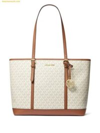 Túi Tote Michael Kors large Jet Set Travel tote bag Trắng Logo