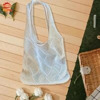 Túi Tote móc bên bờ biển Boho Túi xách đeo vai đơn Túi dệt kim Hobo Túi lưới Hippie