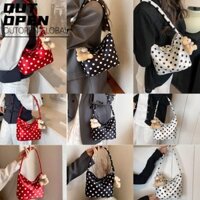 Túi Tote OUTOPEN, Túi đeo vai vải chấm bi, Túi xách nữ dung tích lớn nhẹ nhiều màu dễ thương