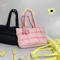 Túi tote phao phối nơ - Mọt handmade