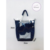 Túi tote size35 quai dây vặn thừng thắt nút, jeans tái chế