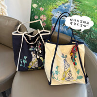 Túi tote thêu thỏ dung tích lớn, túi đeo vai chất lượng cao