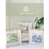 Túi Tote tranh sơn dầu kiểu Van Gogh Hoa hồng trắng Cánh đồng lúa mì Cây bách Mây xanh Hòa mình vào nghệ thuật