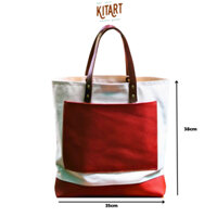 Túi tote túi vải canvas phối da bò thuộc thảo mộc nhập Đức A31 REISEN may thủ công