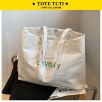 Túi Tote, Túi Vải Skillfully Cỡ Lớn Bọc PVC Trong Suốt Chống Thấm Nước - Màu Trắng - TOTE TUTI