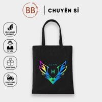 Túi tote vải bố đeo vai canvas in phản quang 7 màu mặt nạ