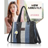 Túi tote vải Canvas cỡ lớn công sở nữ size 29cm cao cấp kẻ sọc thời trang 2 dây tiện lợi túi xách nữ đeo chéo TX32