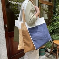 Túi tote vải canvas dáng dọc phối màu thời trang ANYBAG