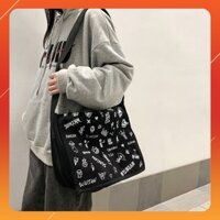 Túi Tote Vải Canvas Đeo Chéo Dáng Unisex Vừa Sách Vở Sunian ;