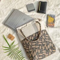 Túi tote vải có khóa miệng đựng được laptop - Túi xách vải canvas linen handmade đi làm đi học tiện lợi