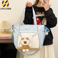Túi Tote Vải JENIFDERDZ, Túi Đeo Vai Harajuku Capybara Phong Cách Nhật Bản, Vải Oxford Nhân Quả Thời Trang Túi Xách Gothic Lớn Hàng Ngày