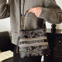 Túi tote xô đeo chéo đơn vai có khóa từ thêu lớn cho người đi làm mới