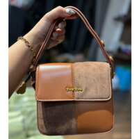 Túi TOUN mix nâu phối bò kèm cham bánh quy vintage