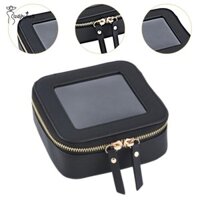 Túi trang điểm nhỏ Mini có dây kéo vàng cho xe hơi Túi đựng mỹ phẩm trong suốt màu đen