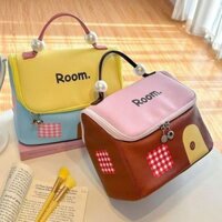 Túi trang điểm nữ Cute House, dung tích lớn, ngăn chia, túi du lịch cầm tay mới, túi lưu trữ di động
