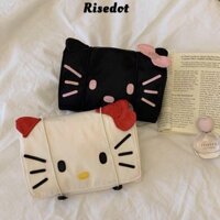 Túi trang điểm RISEDOT Hello Kitty, Dụng cụ vệ sinh có túi lưới có thể gập lại, Túi đựng mỹ phẩm du lịch cầm tay dung tích lớn