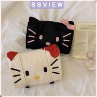 Túi trang điểm STILLSAVIEW Hello Kitty, Dụng cụ vệ sinh có túi lưới có thể gập lại, Túi đựng mỹ phẩm du lịch dung tích lớn cầm tay