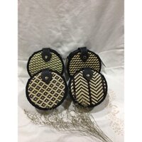 Túi tre đan họa tiết Boho hình tròn