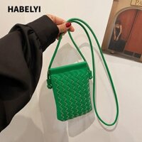 Túi treo cổ HABELYI, Túi điện thoại di động PU đa năng, Túi xách nữ cổ điển dọc Mini