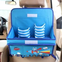 Túi treo đồ có khay bàn ăn xếp gọn móc sau ghế ô tô, xe hơi kiểu mẫu hoạt hình dễ thương cho trẻ em- Hàng chính hãng - Xanh Dương