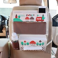 Túi treo đồ có khay bàn ăn xếp gọn móc sau ghế ô tô, xe hơi kiểu mẫu hoạt hình dễ thương cho trẻ em- Hàng chính hãng - Trắng