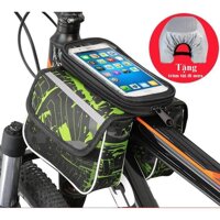 Túi Treo Sườn Xe Đạp Thể Thao Cảm Ứng Chống Nước Tặng Kèm Trùm Đi Mưa - Xanh Lá