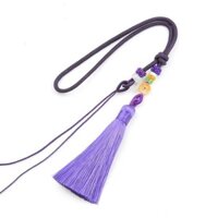 Túi treo xe ô tô ngắn, bùa hòa bình, túi treo DIY, mặt dây chuyền ngọc bích, mảnh cầm tay, dây treo tua hổ phách thủ công