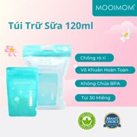 Túi Trữ Sữa MOOIMOM Dung Tích 120ml, Bảo Quản Sữa Mẹ An Toàn, 2 Lớp Khóa Zipper Chống Rò Rỉ