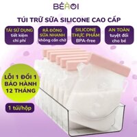 Túi trữ sữa Silicone cao cấp 320ml bảo quản sữa mẹ an toàn, 2 lớp khóa zip chống rò rỉ