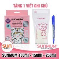 Túi trữ sữa Sunmum Thái Lan 100ml 150ml 250ml Free BPA 3 khoá zip