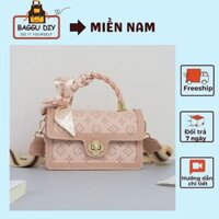 Túi tự đan handmade, túi tự làm Da Pu hình hoa, đầy đủ nguyên liệu kèm video HD chi tiết BAGGU DIY G01