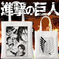 Túi vải canvas Attack On Titan cho học sinh, túi xách đi học dung tích lớn, túi vải canvas một vai, túi mua sắm một vai
