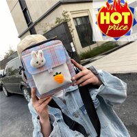 Túi Vải Canvas Đeo Chéo Nhật Bản  HOTTREND  Túi đeo chéo kẻ caro mini nữ thời trang tặng sticker TN76 - Hồng