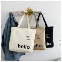 Túi vải Canvas in chữ Hello thời trang đi làm đi chơi- H156