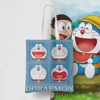 Túi Vải Canvas In Hình Doraemon Xinh Xắn Cho Bé Gái