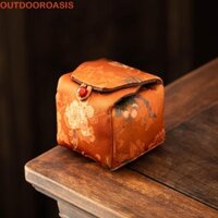 Túi vải cốc trà OUTDOROASIS, Túi đựng đồ uống trà có nút bấm phong cách Trung Quốc, Ví đựng túi xách thêu in hình di động chống vỡ đơn giản