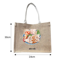 Túi vải Đay Winwin không phối, kích thước 30x24x17cm in hình BST MÓN ĂN