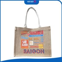 Túi vải Đay Winwin không phối, kích thước 30x24x17cm in hình BST NET VIỆT