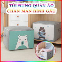 Túi Vải Hình Gấu Đựng Quần Áo Chăn Màn, Gối Mền Đa Năng Gấp Gọn Tiện Lợi