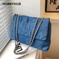 Túi vải HOBBYHUB, Túi đeo chéo màu trơn bằng vải Canvas, Túi xách nữ dung tích cao