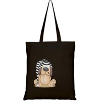 Túi vải tote canvas HTFashion in hình sleeping dog cap HT508