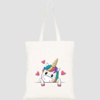 TÚI VẢI TOTE CANVAS IN HÌNH CUTE CARTOON UNICORN HOLDING PLACARD HT474 – HTFASHION