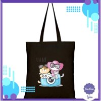 Túi vải tote canvas  in hình baby kitten camera [See Ever You]